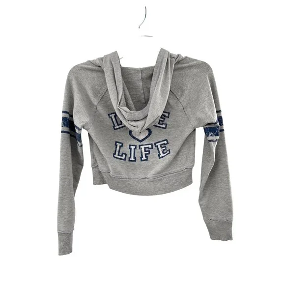 No Boundaries Cropped Sweatshirt Juniors S (3) Used Gray Blue Y2K - Picture 2 of 15